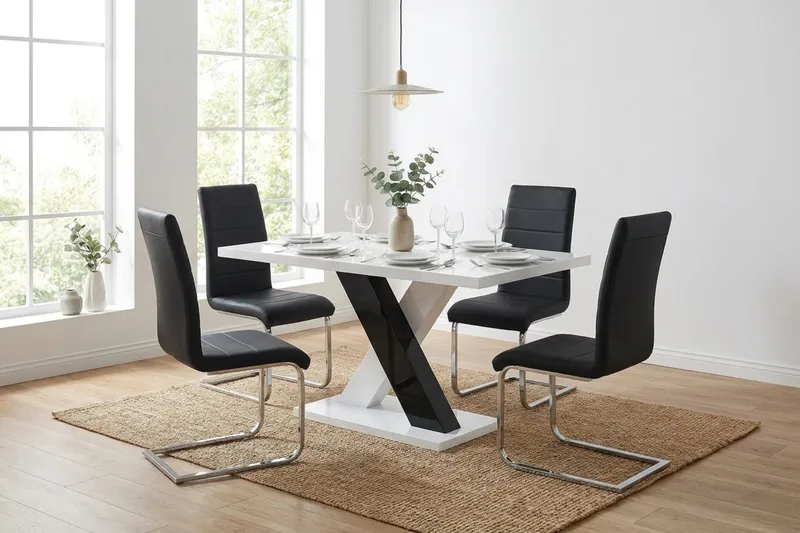 Spisegruppe Cesi 140 cm med 4 Cibus stoler - Hvit - Møbler - Bord - Spisegruppe