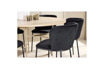 Spisegruppe Copenhagen Rund 140 cm Hvit/Beige med 6 Edina-stoler - Møbler - Bord - Spisegruppe