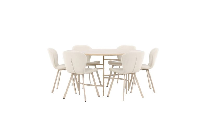 Spisegruppe Copenhagen Rund 140 cm Hvit/Beige med 6 Lilja-stoler