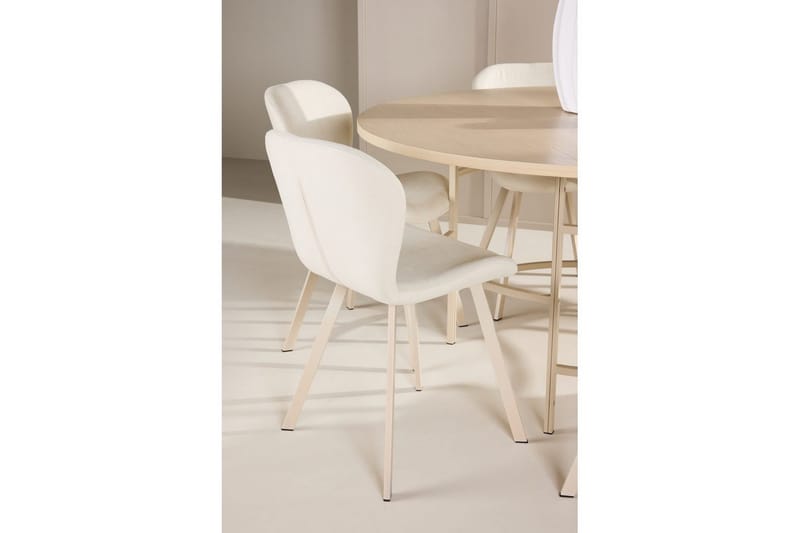 Spisegruppe Copenhagen Rund 140 cm Hvit/Beige med 6 Lilja-stoler - Møbler - Bord - Spisegruppe