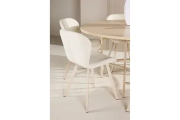 Spisegruppe Copenhagen Rund 140 cm Hvit/Beige med 6 Lilja-stoler - Møbler - Bord - Spisegruppe