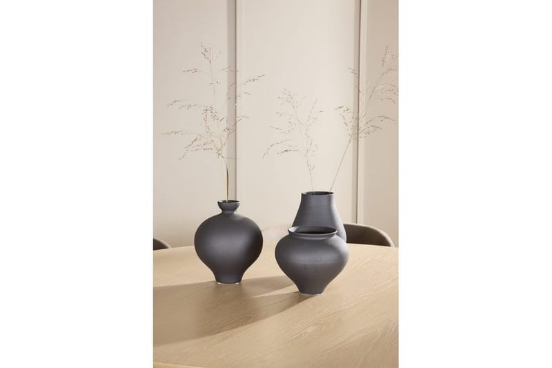 Spisegruppe Copenhagen Rund 140 cm Hvit/Svart med 6 Edina-stoler Svart / Brun - Svart / Brun - Møbler - Bord - Spisegruppe