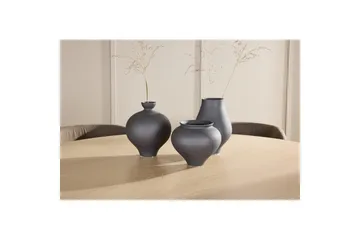 Spisegruppe Copenhagen Rund 140 cm Hvit/Svart med 6 Edina-stoler Svart / Brun - Svart / Brun - Møbler - Bord - Spisegruppe