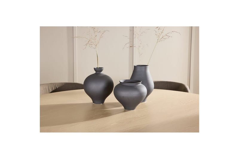 Spisegruppe Copenhagen Rund 140 cm Hvit/Svart med 6 Edina-stoler Svart / Brun - Svart / Brun - Møbler - Bord - Spisegruppe