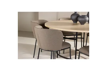 Spisegruppe Copenhagen Rund 140 cm Hvit/Svart med 6 Edina-stoler Svart / Brun - Svart / Brun - Møbler - Bord - Spisegruppe