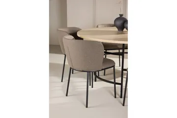 Spisegruppe Copenhagen Rund 140 cm Hvit/Svart med 6 Edina-stoler Svart / Brun - Svart / Brun - Møbler - Bord - Spisegruppe