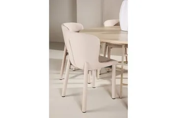 Spisegruppe Copenhagen Rund 140 cm med 6 Astoria-stoler Hvit / Beige, Beige - Hvit / Beige, Beige - Møbler - Bord - Spisegruppe