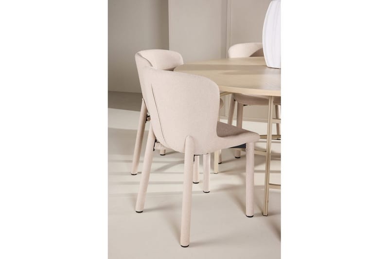 Spisegruppe Copenhagen Rund 140 cm med 6 Astoria-stoler Hvit / Beige, Beige - Hvit / Beige, Beige - Møbler - Bord - Spisegruppe
