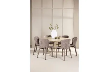 Spisegruppe Copenhagen Rund 140 cm med 6 Astoria-stoler Hvit / Beige, Brun - Hvit / Beige, Brun - Møbler - Bord - Spisegruppe