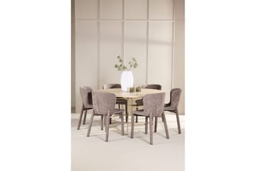 Spisegruppe Copenhagen Rund 140 cm med 6 Astoria-stoler Hvit / Beige, Brun - Hvit / Beige, Brun - Møbler - Bord - Spisegruppe