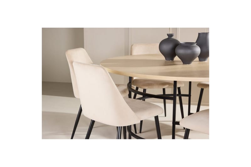 Spisegruppe Copenhagen Rund 140 cm med 6 Night-stoler Hvit / Svart - Hvit / Svart - Møbler - Bord - Spisegruppe