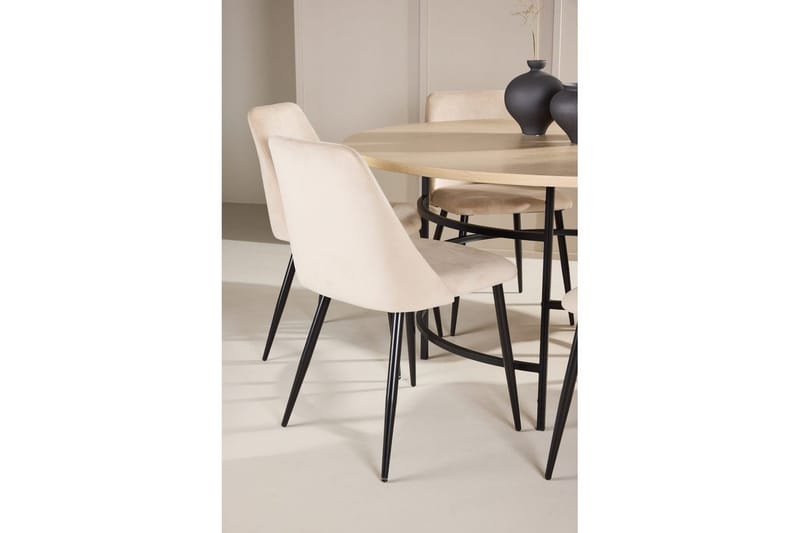 Spisegruppe Copenhagen Rund 140 cm med 6 Night-stoler Hvit / Svart - Hvit / Svart - Møbler - Bord - Spisegruppe