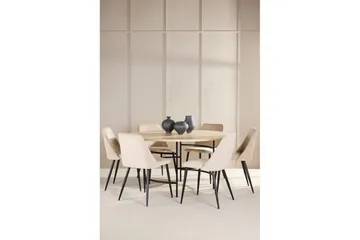 Spisegruppe Copenhagen Rund 140 cm med 6 Night-stoler Hvit / Svart - Hvit / Svart - Møbler - Bord - Spisegruppe