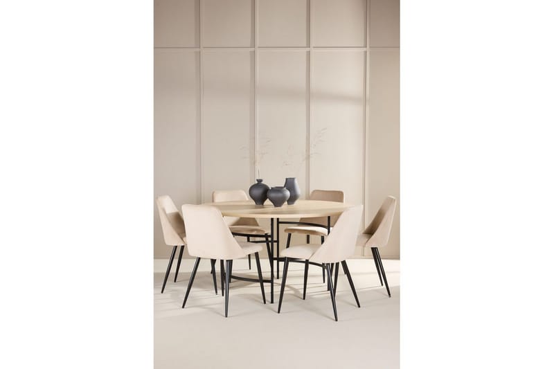 Spisegruppe Copenhagen Rund 140 cm med 6 Night-stoler Hvit / Svart - Hvit / Svart - Møbler - Bord - Spisegruppe