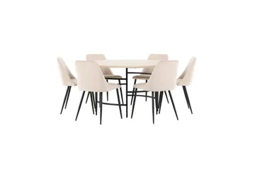 Spisegruppe Copenhagen Rund 140 cm med 6 Night-stoler Hvit / Svart - Hvit / Svart - Møbler - Bord - Spisegruppe