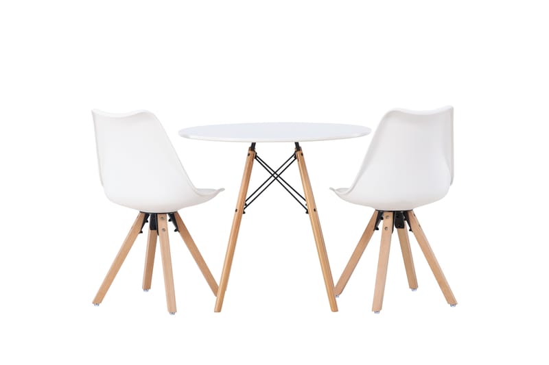 Spisegruppe Danburi 60 cm Rund med 2 Zeno Stoler - Hvit - Møbler - Bord - Spisegruppe