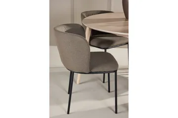 Spisegruppe Flora Rund 120 cm Hvit med 4 stk Edina stoler Svart / Brun - Svart / Brun - Møbler - Bord - Spisegruppe