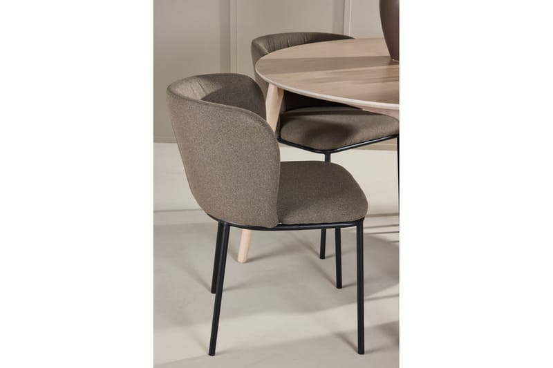 Spisegruppe Flora Rund 120 cm Hvit med 4 stk Edina stoler Svart / Brun - Svart / Brun - Møbler - Bord - Spisegruppe