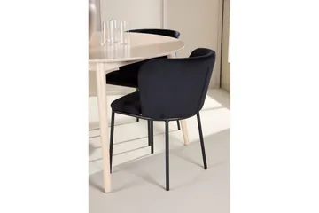 Spisegruppe Flora Rund 120 cm Hvit med 4 stk Edina stoler Svart - Svart - Møbler - Bord - Spisegruppe