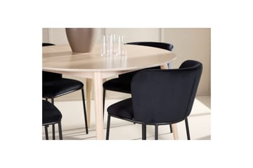 Spisegruppe Flora Rund 120 cm Hvit med 4 stk Edina stoler Svart - Svart - Møbler - Bord - Spisegruppe