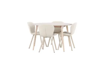 Spisegruppe Flora Rund 120 cm Hvit med 4 stk Lilja stoler - Møbler - Bord - Spisegruppe