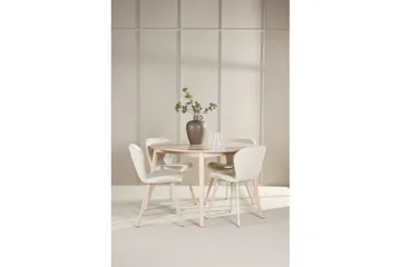 Spisegruppe Flora Rund 120 cm Hvit med 4 stk Lilja stoler - Møbler - Bord - Spisegruppe