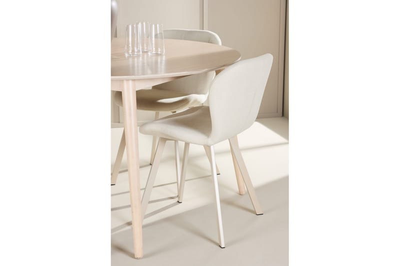 Spisegruppe Flora Rund 120 cm Hvit med 4 stk Lilja stoler - Møbler - Bord - Spisegruppe