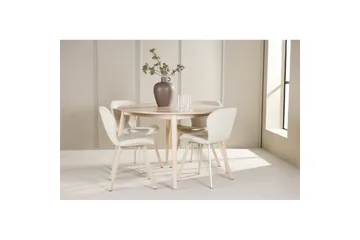 Spisegruppe Flora Rund 120 cm Hvit med 4 stk Lilja stoler - Møbler - Bord - Spisegruppe