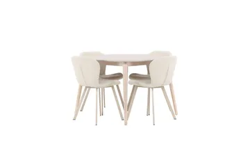 Spisegruppe Flora Rund 120 cm Hvit med 4 stk Lilja stoler - Møbler - Bord - Spisegruppe