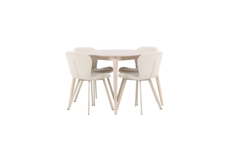 Spisegruppe Flora Rund 120 cm Hvit med 4 stk Lilja stoler
