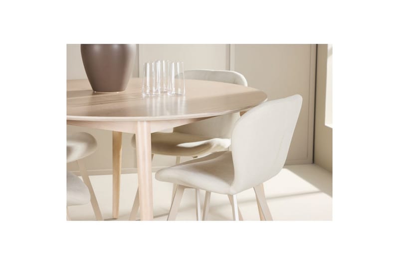 Spisegruppe Flora Rund 120 cm Hvit med 4 stk Lilja stoler - Møbler - Bord - Spisegruppe