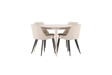 Spisegruppe Flora Rund 120 cm Hvit med 4 stk Night Stoler - Møbler - Bord - Spisegruppe