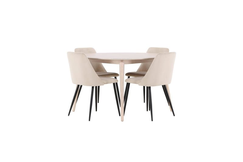 Spisegruppe Flora Rund 120 cm Hvit med 4 stk Night Stoler