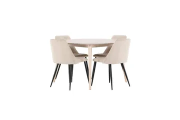 Spisegruppe Flora Rund 120 cm Hvit med 4 stk Night Stoler - Møbler - Bord - Spisegruppe