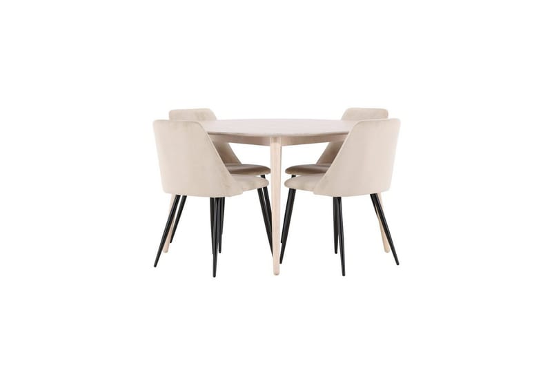 Spisegruppe Flora Rund 120 cm Hvit med 4 stk Night Stoler - Møbler - Bord - Spisegruppe