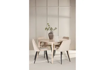 Spisegruppe Flora Rund 120 cm Hvit med 4 stk Night Stoler - Møbler - Bord - Spisegruppe