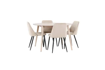 Spisegruppe Flora Rund 120 cm Hvit med 4 stk Night Stoler - Møbler - Bord - Spisegruppe