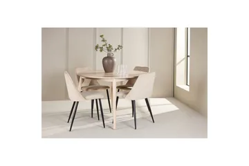 Spisegruppe Flora Rund 120 cm Hvit med 4 stk Night Stoler - Møbler - Bord - Spisegruppe