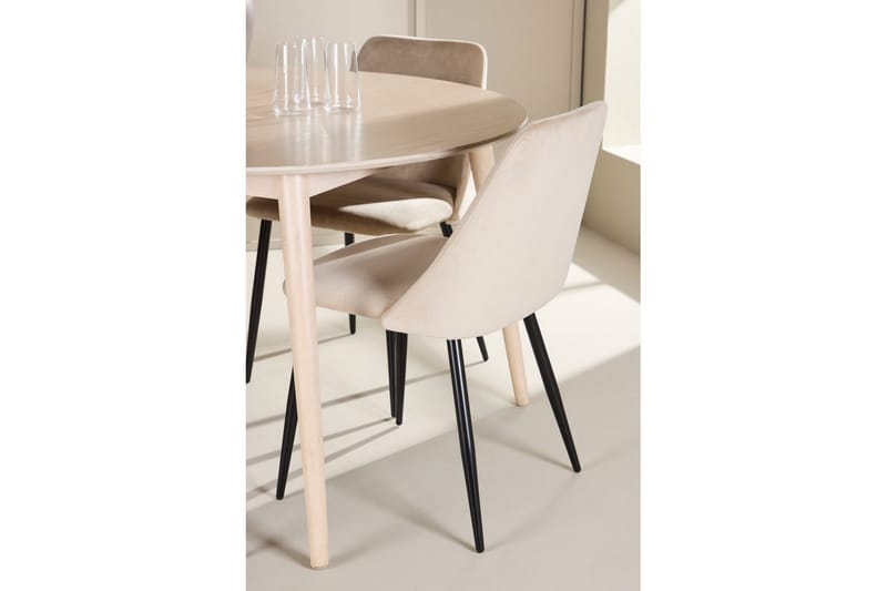 Spisegruppe Flora Rund 120 cm Hvit med 4 stk Night Stoler - Møbler - Bord - Spisegruppe