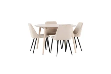 Spisegruppe Flora Rund 120 cm Hvit med 4 stk Night Stoler - Møbler - Bord - Spisegruppe