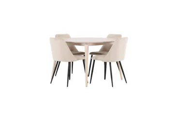 Spisegruppe Flora Rund 120 cm Hvit med 4 stk Night Stoler - Møbler - Bord - Spisegruppe