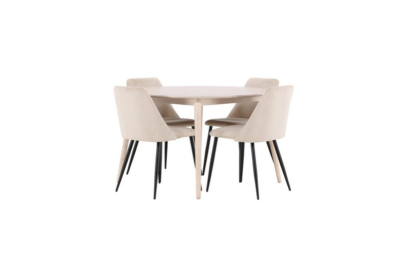 Spisegruppe Flora Rund 120 cm Hvit med 4 stk Night Stoler - Møbler - Bord - Spisegruppe