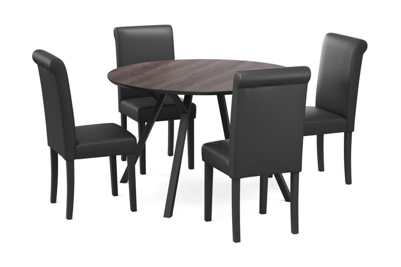 Spisegruppe Karse 120 cm Rund inkl. 4 Hofdane Stoler - Spisegruppe