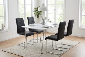Spisegruppe Kronblom 120 cm med 4 Cibus stoler - Hvit - Møbler - Bord - Spisegruppe