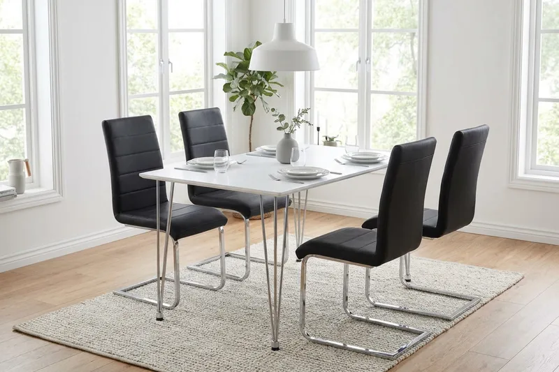 Spisegruppe Kronblom 120 cm med 4 Cibus stoler - Hvit - Møbler - Bord - Spisegruppe