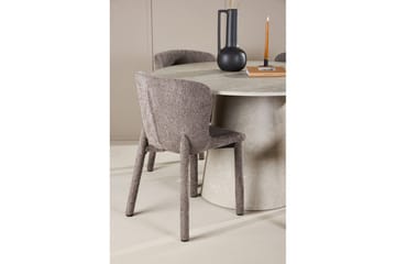 Spisegruppe Lanzo Rund 120 cm Beige med 4 stk Astoria Stoler Brun - Brun - Møbler - Bord - Spisegruppe