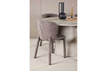 Spisegruppe Lanzo Rund 120 cm Beige med 4 stk Astoria Stoler Brun - Brun - Møbler - Bord - Spisegruppe