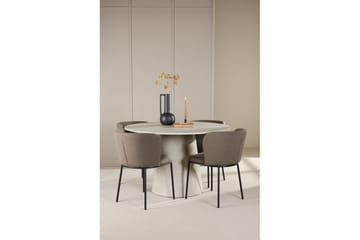 Spisegruppe Lanzo Rund 120 cm Beige med 4 stk Edina Stoler Svart / Brun - Svart / Brun - Møbler - Bord - Spisegruppe
