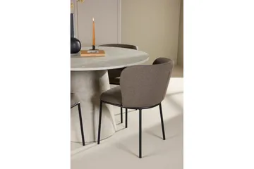 Spisegruppe Lanzo Rund 120 cm Beige med 4 stk Edina Stoler Svart / Brun - Svart / Brun - Møbler - Bord - Spisegruppe