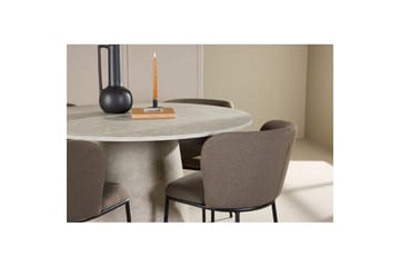 Spisegruppe Lanzo Rund 120 cm Beige med 4 stk Edina Stoler Svart / Brun - Svart / Brun - Møbler - Bord - Spisegruppe